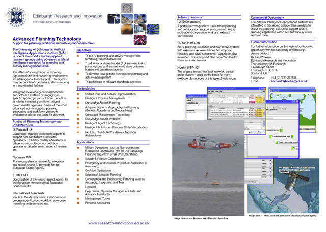 Edinburgh University - AI Planning Systems Leaflet 2006