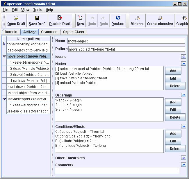 I-DE Activity Editor Panel